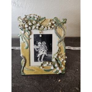 Katherine's Collection Lily of the Valley 5x7 Enameled Faux Pearl‎ Photo Frame